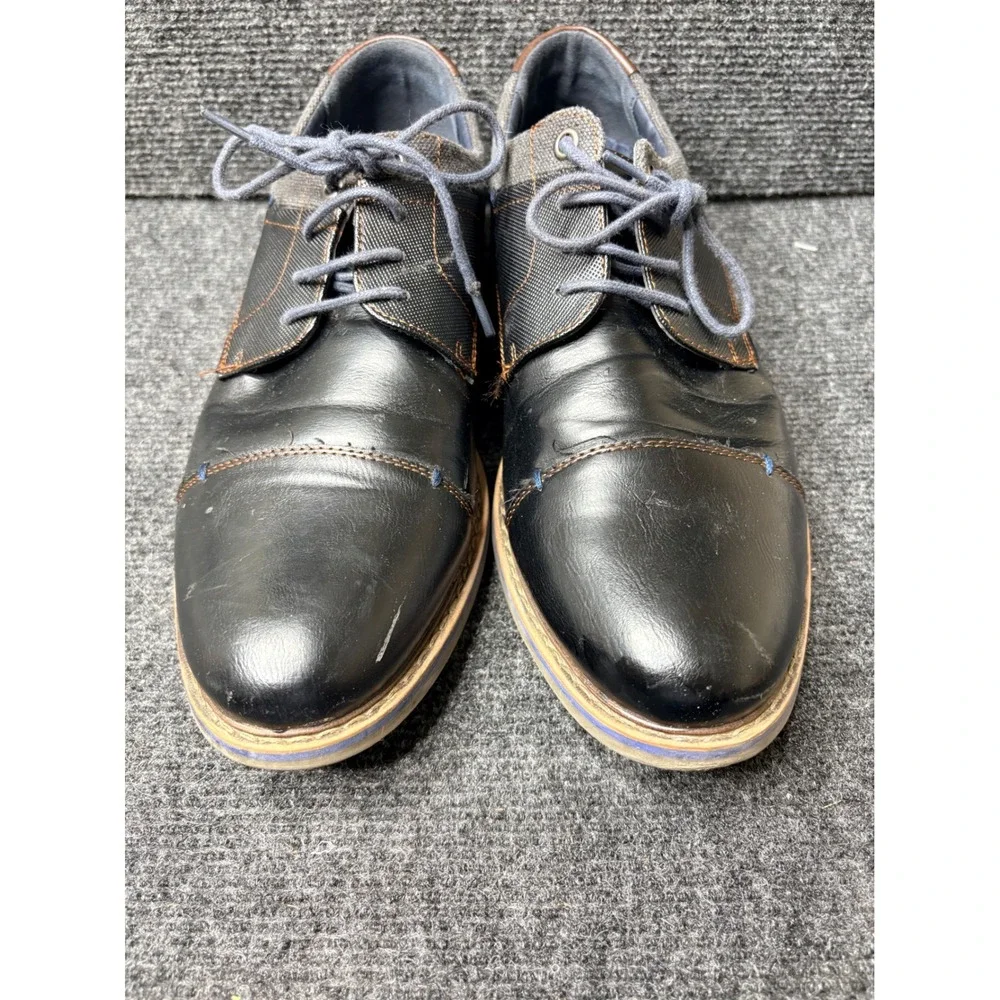 Freeman Hudson F220009 Mens 8M Black Grey Cap Toe Memory Foam Derby Shoes